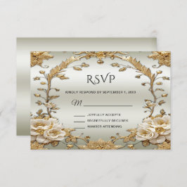 RSVP-Karte für Verzierte, goldene Blume RSVP Karte
