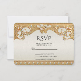 RSVP-Karte für Verzierte Perlen aus Gold RSVP Karte