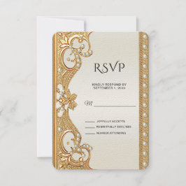 RSVP-Karte für Verzierte Perlen aus Gold RSVP Karte