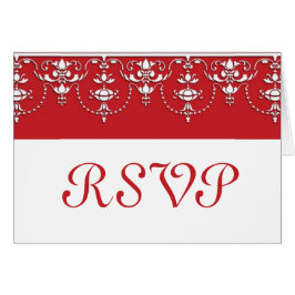 RSVP-Karte für Viktorianische Hochzeiten, rot und