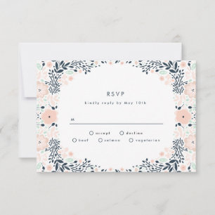RSVP-Karte für Vintage Blumenhochzeit mittags RSVP Karte