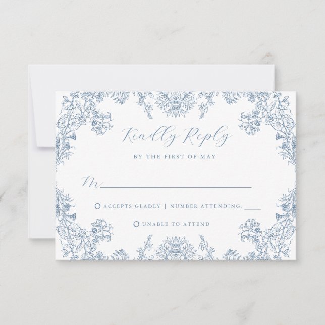 RSVP-Karte für Vintage Blumenhochzeit RSVP Karte (Vorderseite)