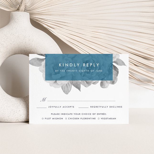 RSVP-Karte für Vintage Blumenkost | Cerulean RSVP Karte (Von Creator hochgeladen)