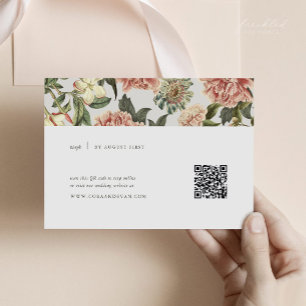 RSVP-Karte für Vintage Blumenzehen mit QR-Code RSVP Karte