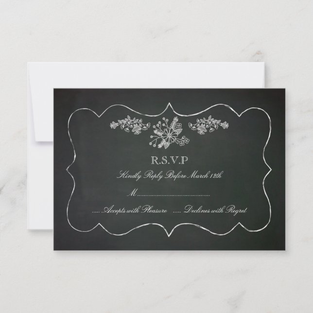 RSVP-Karte für Vintage Chalkboard-Hochzeiten RSVP Karte (Vorderseite)