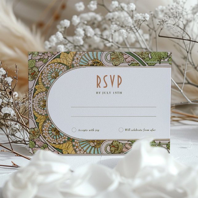 RSVP-Karte für Vintage Jugendstil-Mucha-Hochzeit Einladung (Von Creator hochgeladen)