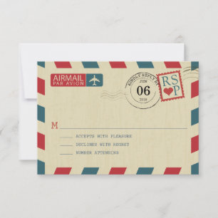 RSVP-Karte für Vintage Luftpost RSVP Karte