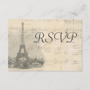 RSVP-Karte für Vintage Musikhochzeiten in Paris RSVP Karte