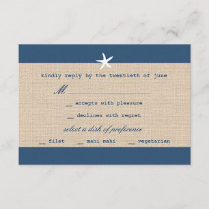 RSVP-Karte für Vintage Streifen im Ozean RSVP Karte