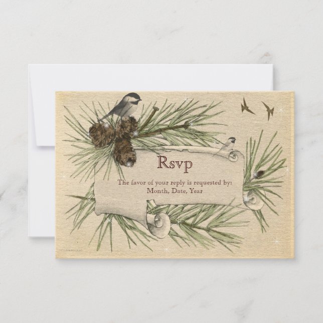 RSVP-Karte für Vintage Winterlandhochzeiten RSVP Karte (Vorderseite)