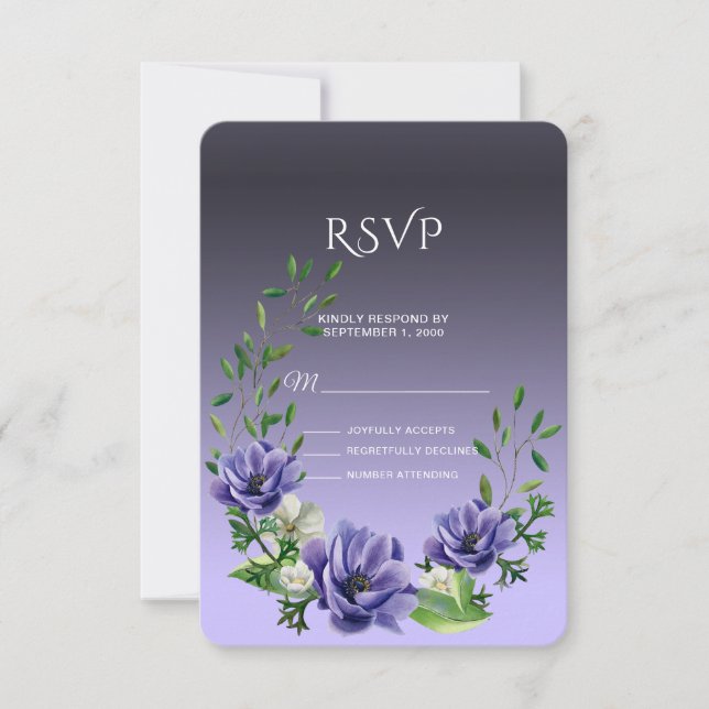 RSVP-Karte für violette Wasserfarben RSVP Karte (Vorderseite)