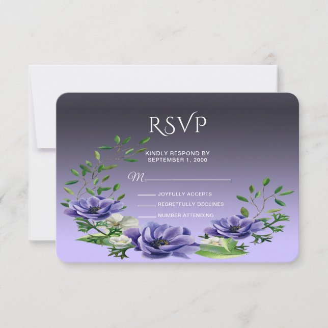 RSVP-Karte für violette Wasserfarben RSVP Karte (Vorderseite)