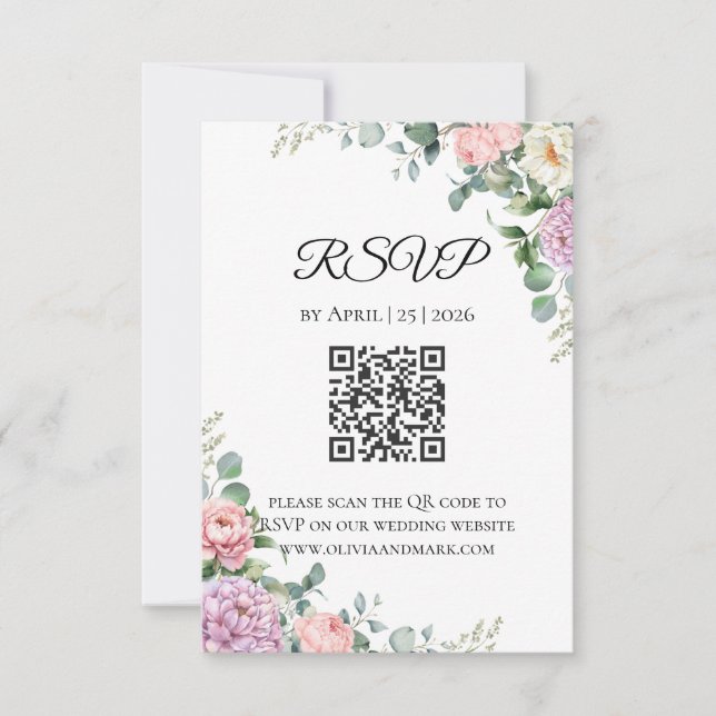 RSVP-Karte für Wasserfarben und Eukalyptus | Frühj RSVP Karte (Vorderseite)