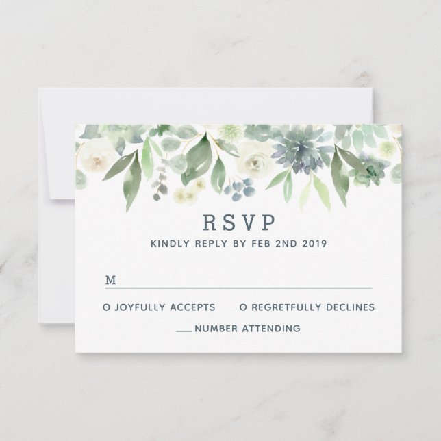 RSVP-Karte für wasserfarbene Flora RSVP Karte (Vorderseite)