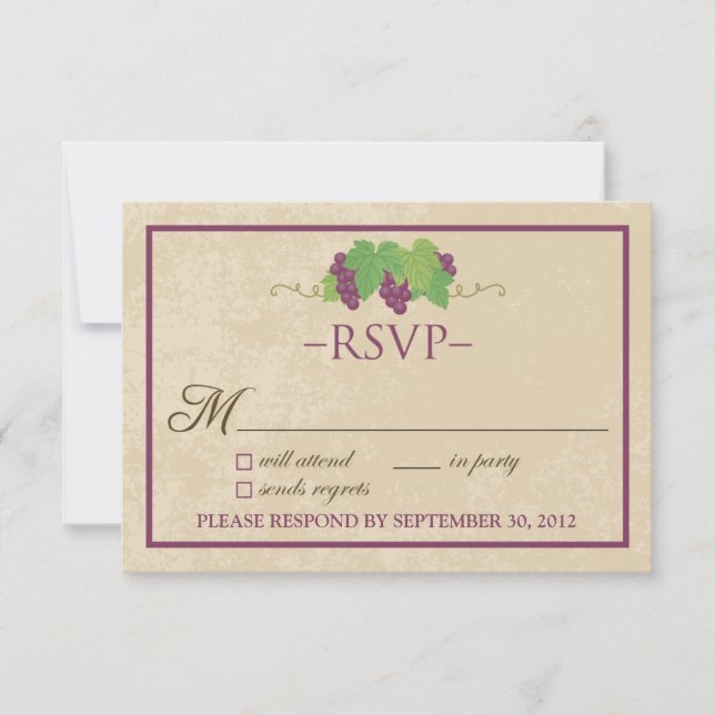 RSVP-Karte für Weinberge (Perchment Design) RSVP Karte (Vorderseite)