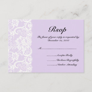 RSVP-Karte für Weiße Spitzen und Lilac-Hochzeit RSVP Karte