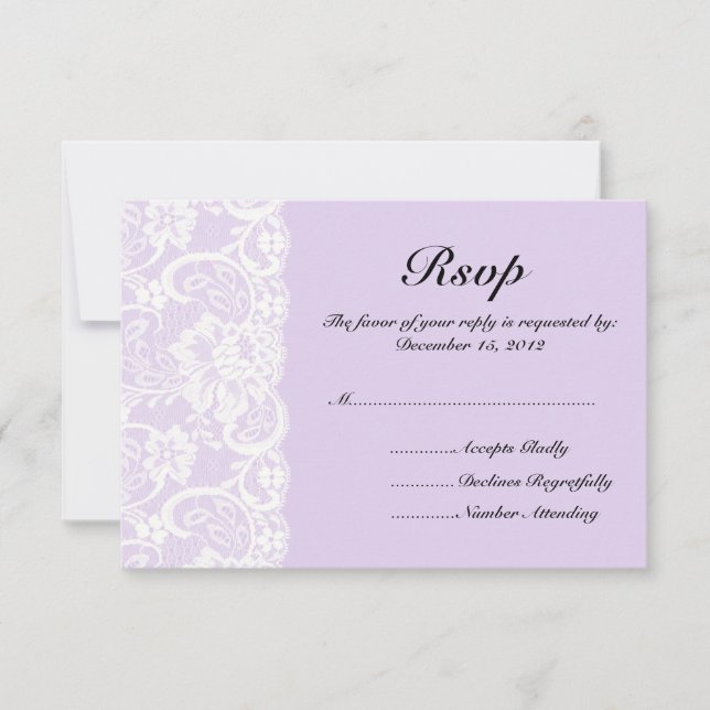 RSVP-Karte für weiße Spitzen und Lilac Wedding RSVP Karte (Vorderseite)