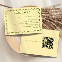 RSVP-Karte für weißes Doodle Gelb und Grün