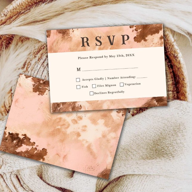 RSVP-Karte für Western Hochzeitsholz, rosa Farbe RSVP Karte (Von Creator hochgeladen)