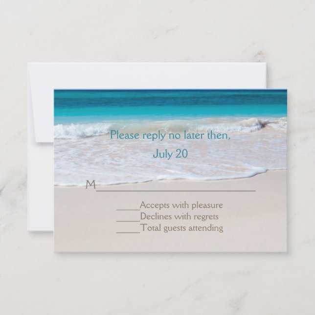 RSVP-Karte für White Beach Wedding RSVP Karte (Vorderseite)