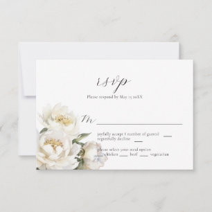 RSVP-Karte für White Peony Wedding RSVP Karte