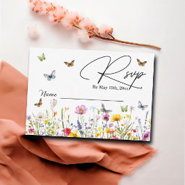 RSVP-Karte für Wildblumen und Schmetterlinge im Br RSVP Karte