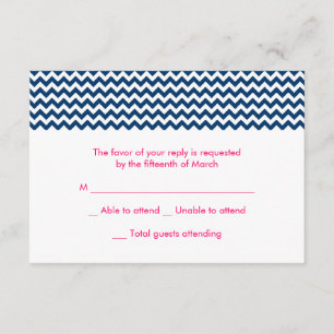 RSVP-Karte für Zickzack Hochzeiten (Navy and Pink) RSVP Karte