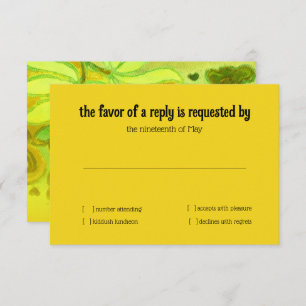 RSVP-Karte Gelbe grüne Blütenfarbe Einladung