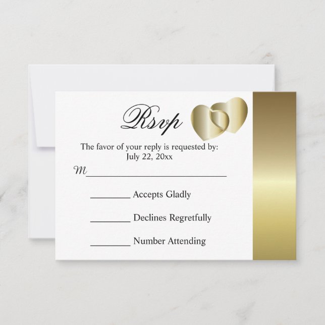 RSVP-Karte Hochzeit Elegantes Golden Hearts Design RSVP Karte (Vorderseite)