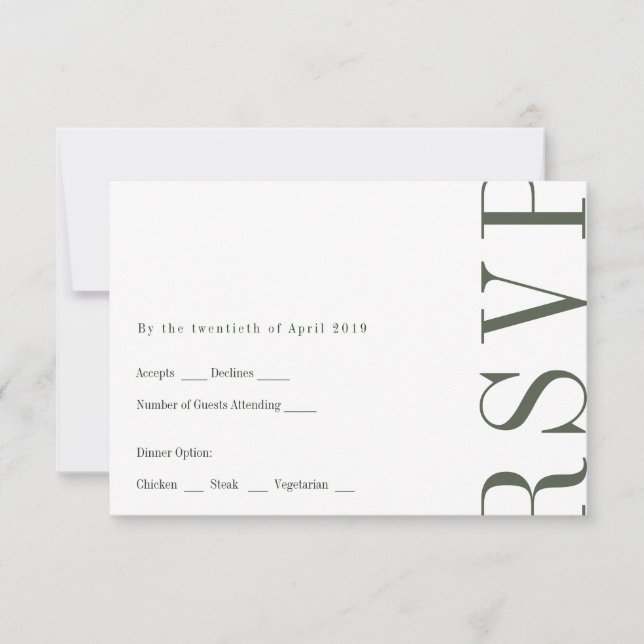 RSVP-Karte im Editorstil RSVP Karte (Vorderseite)