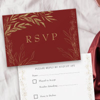 RSVP-Karte in Rot und Gold