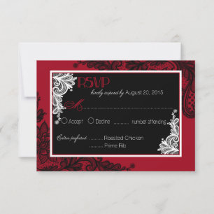 RSVP-Karte in Rot, Weiß und Schwarz RSVP Karte