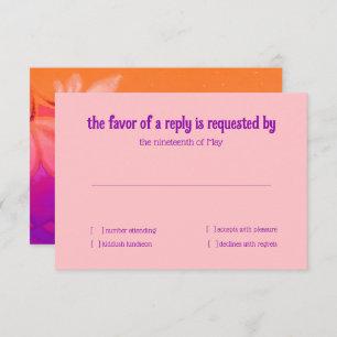 RSVP-Karte Lila Orange Pink Floral Aquarell Einladung
