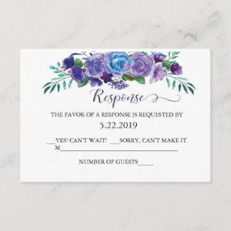 RSVP-Karte lila und blau RSVP Karte