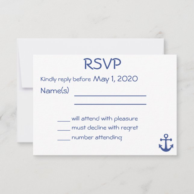 RSVP-Karte mit Ankern für eine weiße Nautische Hoc RSVP Karte (Vorderseite)