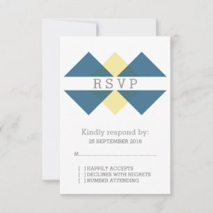 RSVP-Karte mit blaugelbem geometrischem Triad RSVP Karte