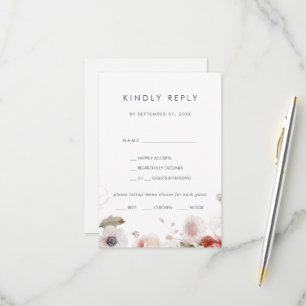 RSVP-Karte mit einfachem Blumenmenü RSVP Karte