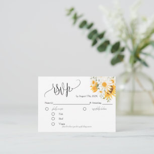 RSVP-Karte mit floralen Sonnenblumen Begleitkarte