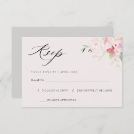 RSVP-Karte mit grauem und schwarzem Blumengold RSVP Karte