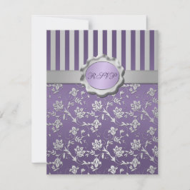 RSVP-Karte mit lila und grauem Flor Einladung