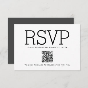 RSVP-Karte mit Minimalistischem QR-Basiscode Dankeskarte