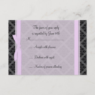 RSVP-Karte mit rosa und schwarzem Damast abfeuern RSVP Karte