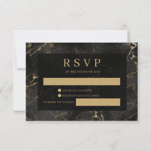 RSVP-Karte mit schwarzem Goldmarmor RSVP Karte