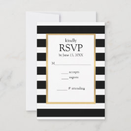RSVP-Karte mit schwarzen und weißen Streifen RSVP Karte