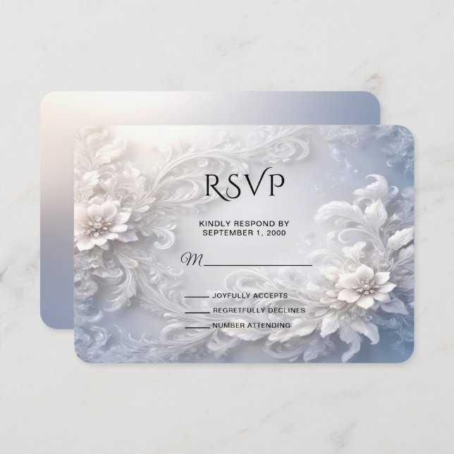 RSVP-Karte mit weißer Blüte Geblüht RSVP Karte (Vorne/Hinten)