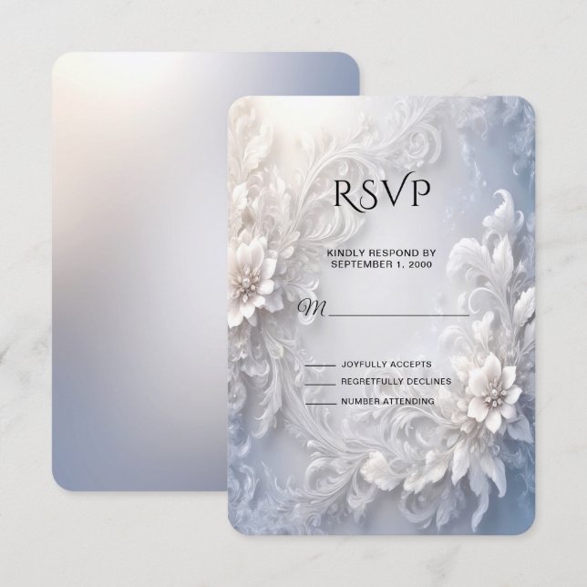 RSVP-Karte mit weißer Blüte Geblüht RSVP Karte (Vorne/Hinten)