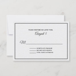 RSVP-Karte mit weißer und schwarzer Textur RSVP Karte