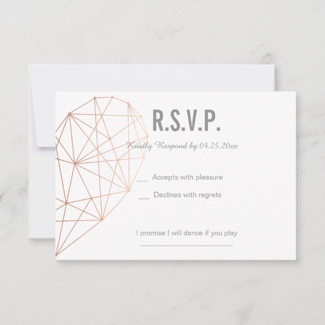 RSVP Karte | Reaktion | Geometrische Rose Hochzeit (Vorderseite)