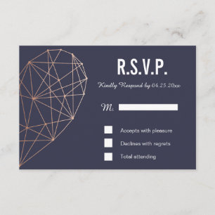RSVP Karte   Reaktion   Geometrische Rose Hochzeit