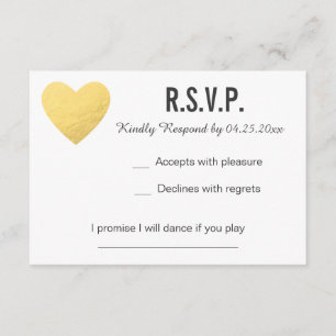 RSVP Karte   Reaktion   Hochzeit   Gold-Herz